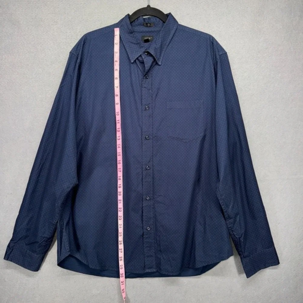 J. Crew Shirt Mens XL Navy Red Slim Fit Button Down Polka Dot Modern Prep Casual